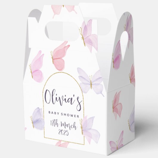 蝶のテーマのパーティーボックス フェイバーボックス (見開き)