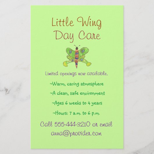 蝶のテーマの子供の保育チラシ チラシ (正面)