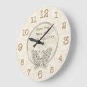 蝶のテーマの結婚式のギフトパーソナライズされた ラージ壁時計 (傾斜)
