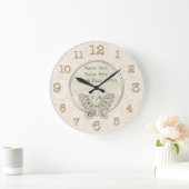 蝶のテーマの結婚式のギフトパーソナライズされた ラージ壁時計 (ホーム)