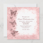 蝶のテーマの結婚式、婚約、誕生日 招待状 (裏面)