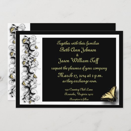 蝶のテーマ 招待状 (正面/裏面)