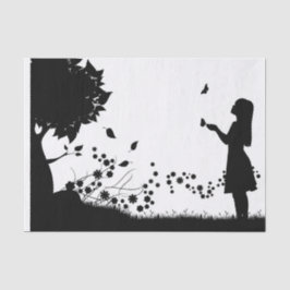 蝶のデコパージュの少女 薄葉紙