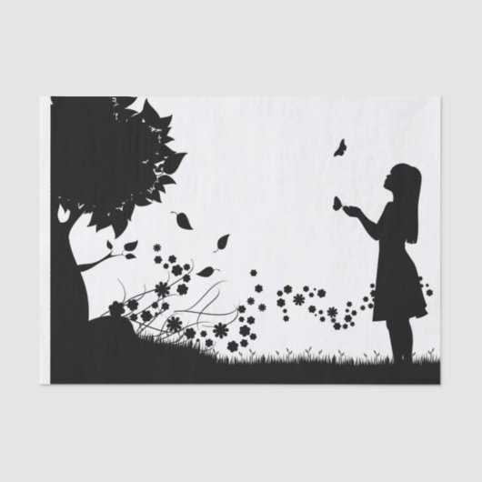 蝶のデコパージュの少女 薄葉紙 (正面)