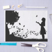 蝶のデコパージュの少女 薄葉紙 (クラフト)