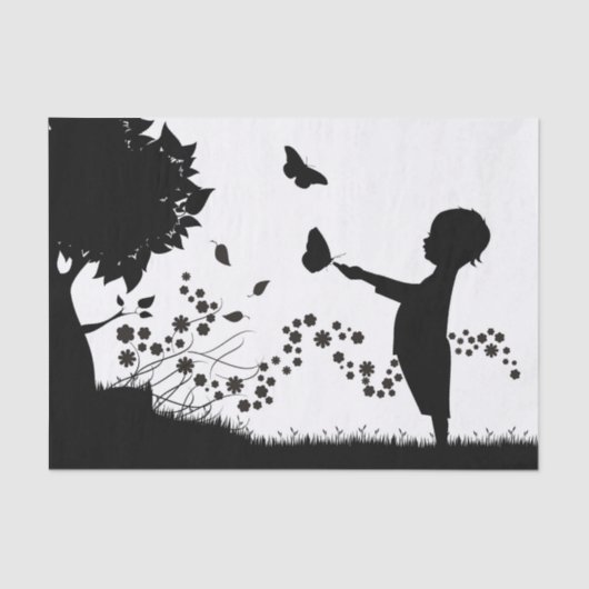 蝶のデコパージュを持つ少年 薄葉紙 (正面)