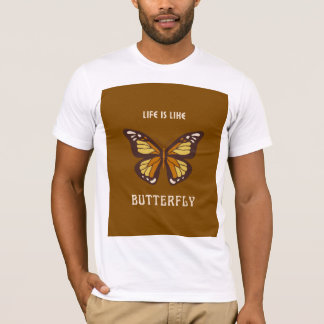蝶のデザインの白い半袖シャツ Tシャツ