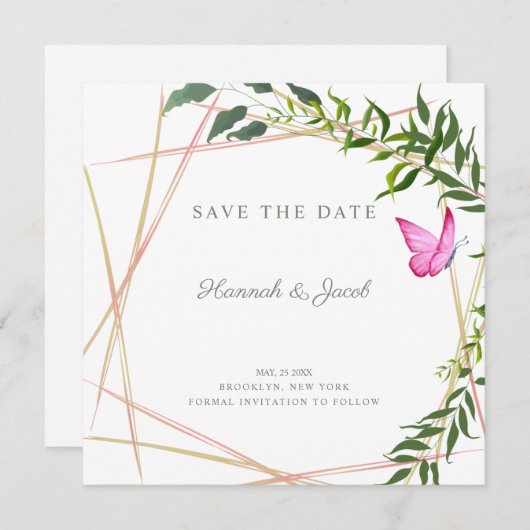 蝶のデザインを持つ植物幾何学結婚学 (正面/裏面)