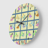 蝶のデザイン淡い色のの黄色と混色 ラージ壁時計 (傾斜)
