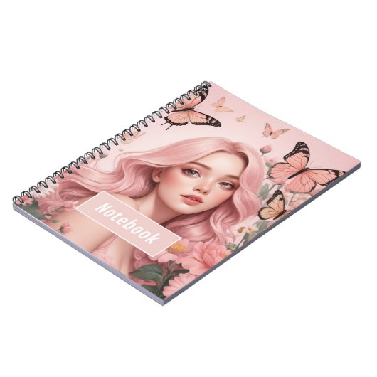 蝶のノートの中の美しい少女 ノートブック (左側)