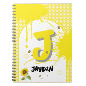 蝶のノート付き水色ひまわり ノートブック (正面)