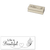 蝶のハート – 人生は美しい ラバースタンプ (押印)