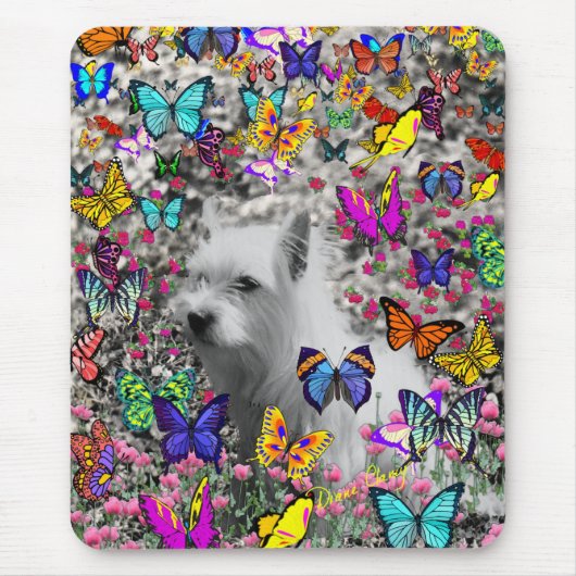 蝶のバイオレット- Westie白い犬 マウスパッド (正面)