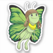 蝶のパイロットとパイロット帽子 シール (正面)