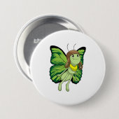 蝶のパイロットとパイロット帽子 缶バッジ (正面&裏面)