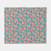 蝶のパタクールーンのベージュのピンクのターコイズグレー フリースブランケット (正面(横))