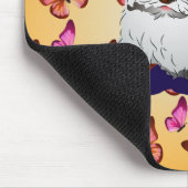 蝶のパターンのオレンジ色にマチポかわいい子犬 マウスパッド (コーナー)