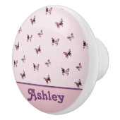 蝶のパターン美しいピンクと紫の動物 セラミックノブ (右)