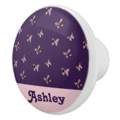 蝶のパターン美しフェミニンいピンク動物 セラミックノブ (右)