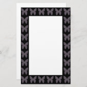 蝶のパターン蝶の白黒 便箋 (正面/裏面)