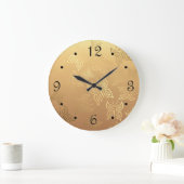 蝶のパターン金ゴールド番号 ラージ壁時計 (ホーム)