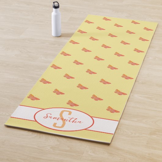 蝶のパターン黄色モノグラガーリーム ヨガマット (インサイチュ)