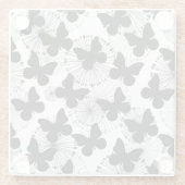 蝶のパターン ガラスコースター (裏面)