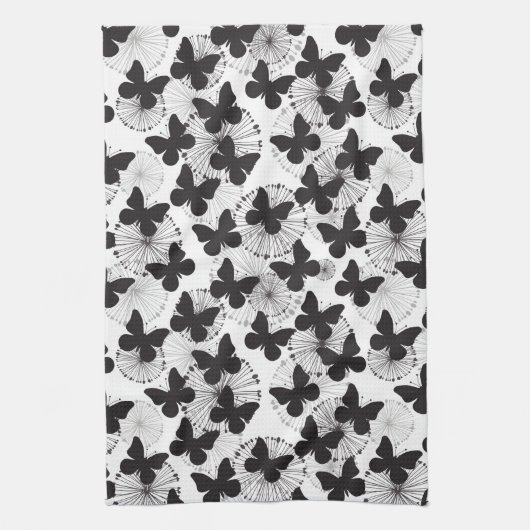 蝶のパターン キッチンタオル (縦)