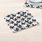 蝶のパターン スクエアペーパーコースター (アングル)