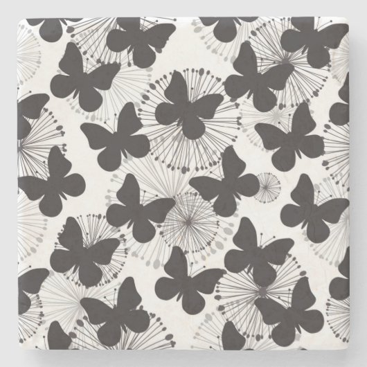 蝶のパターン ストーンコースター (正面)