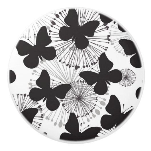 蝶のパターン セラミックノブ (正面)