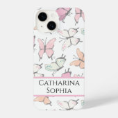 蝶のパターン（名前） iPhoneケース (裏面)