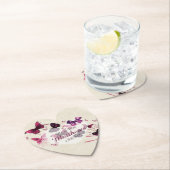 蝶のパーソナライズされたハート結婚コースター ペーパーコースター (インサイチュ)