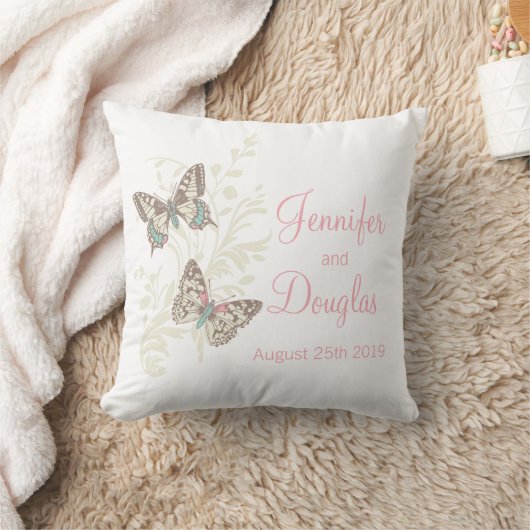蝶のパーソナライズされた枕 クッション (ブランケット)