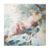 蝶のピンクの妖精 タイル (正面)