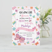 蝶のファーストバースデー招待状 招待状 (スタンド正面)