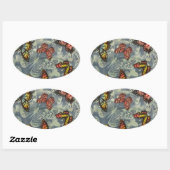 蝶のフィールド 楕円形シール (シート)