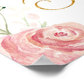 蝶のフローラ女の子の赤ちゃんシャワー歓迎サイン ポスター (角)