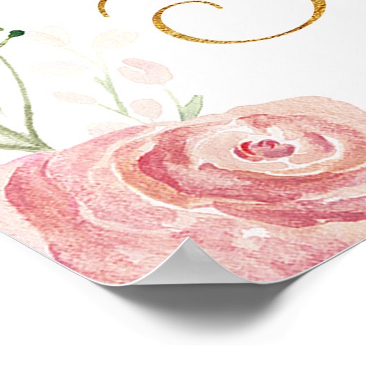 蝶のフローラ女の子の赤ちゃんシャワー歓迎サイン ポスター (角)