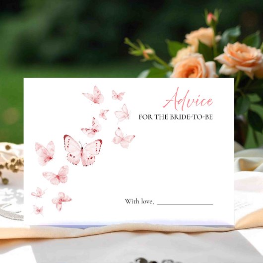 蝶のブライダルシャワーのアドバイスカード 花嫁へのメッセージ 招待状