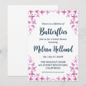 蝶のブライダルシャワーの招待の生涯 招待状 (正面/裏面)