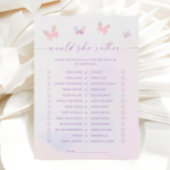 蝶のブライダルシャワーは彼女はむしろゲームカード 招待状