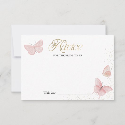 蝶のブライダルシャワーアドバイスの花嫁カード 招待状 (正面)