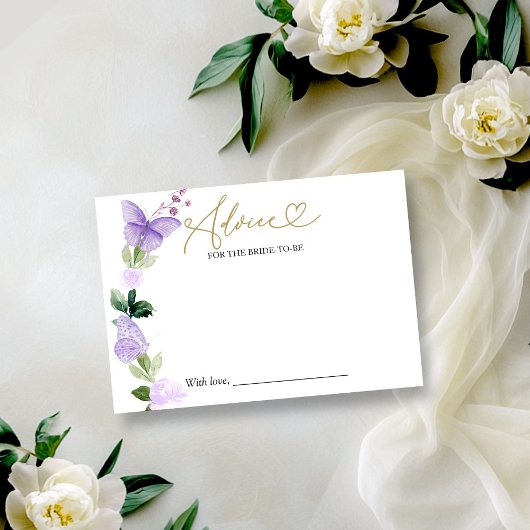 蝶のブライダルシャワーアドバイスの花嫁カード 招待状