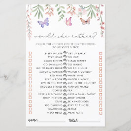 蝶のブライダルシャワーゲーム彼女はむしろ