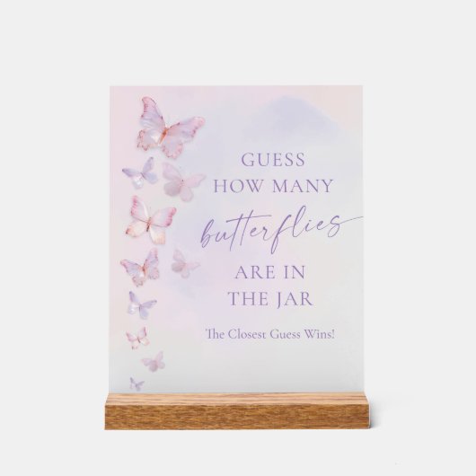 蝶のブライダルシャワー推測どのように多くの蝶 アクリルサイン (正面)