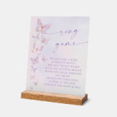 蝶のブライダルシャワー リングゲーム アクリルサイン (傾斜)