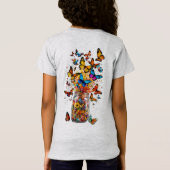 蝶のプリントが可愛い女の子用Tシャツ Tシャツ (裏面)