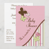 蝶のベイビーシャワー招待状テンプレート 招待状 (正面/裏面)