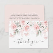 蝶のベイビーシャワー 女の子 フラット サンクスカード サンキューカード (正面/裏面)
